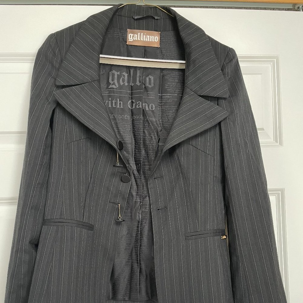 Woman's size 40 black pinstriped John Galliano blazer